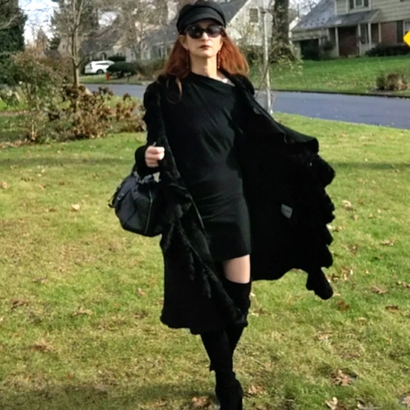 Designer Dominic Bellissimo Luxury Black Cascading Shearling Coat - Picture 2 of 14